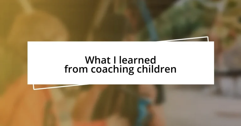 What I learned from coaching children