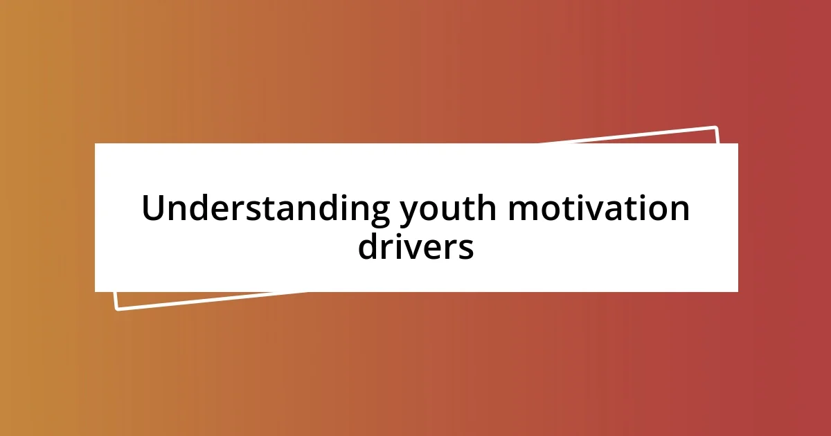 Understanding youth motivation drivers