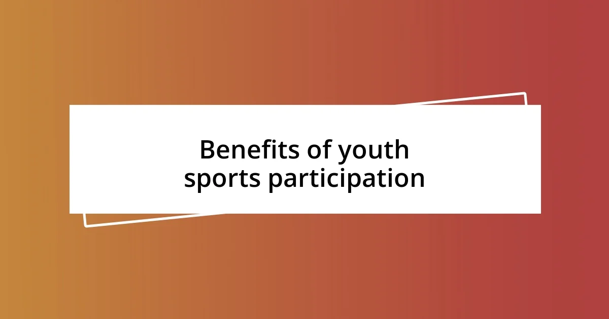 Benefits of youth sports participation